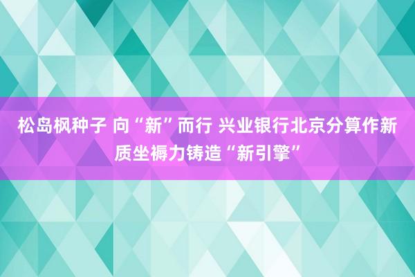 松岛枫种子 向“新”而行 兴业银行北京分算作新质坐褥力铸造“新引擎”