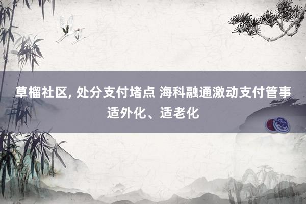 草榴社区, 处分支付堵点 海科融通激动支付管事适外化、适老化