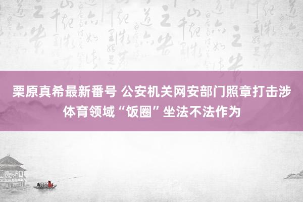 栗原真希最新番号 公安机关网安部门照章打击涉体育领域“饭圈”坐法不法作为