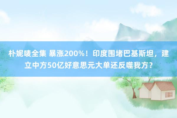 朴妮唛全集 暴涨200%！印度围堵巴基斯坦，建立中方50亿好意思元大单还反噬我方？