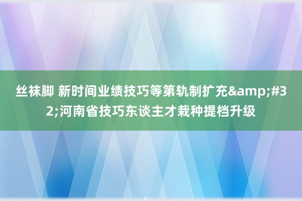 丝袜脚 新时间业绩技巧等第轨制扩充&#32;河南省技巧东谈主才栽种提档升级